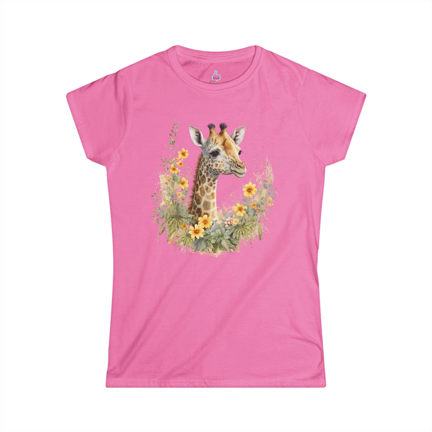 Giraffe Floral Tee - Animal Graphic Shirt for Nature Lovers