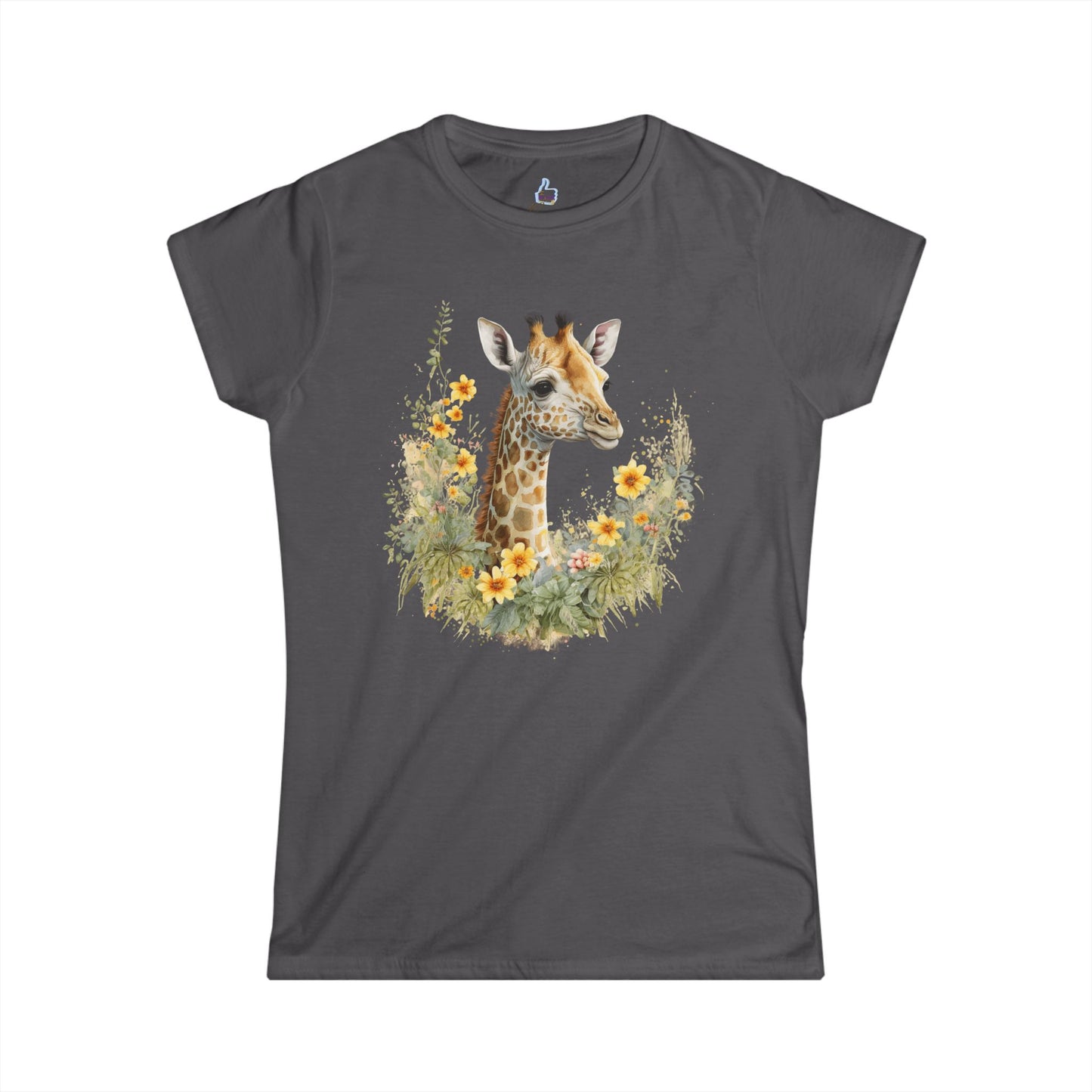Giraffe Floral Tee - Animal Graphic Shirt for Nature Lovers