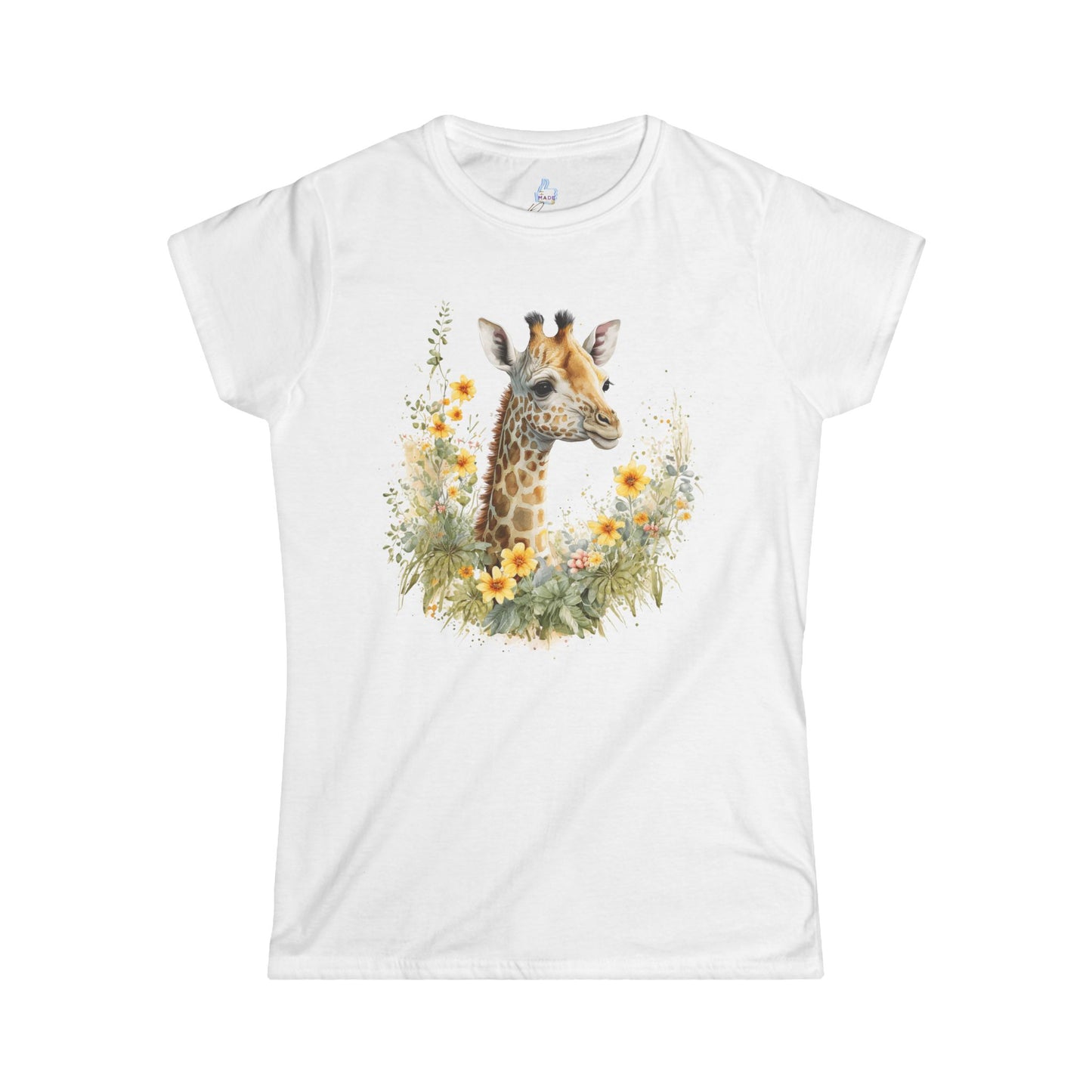 Giraffe Floral Tee - Animal Graphic Shirt for Nature Lovers