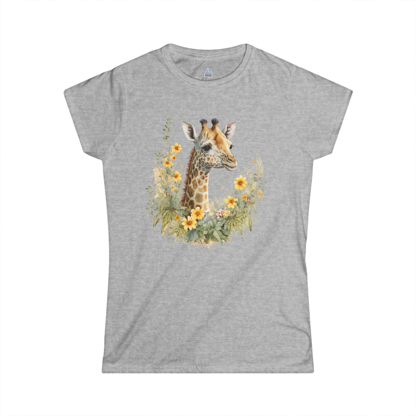 Giraffe Floral Tee - Animal Graphic Shirt for Nature Lovers