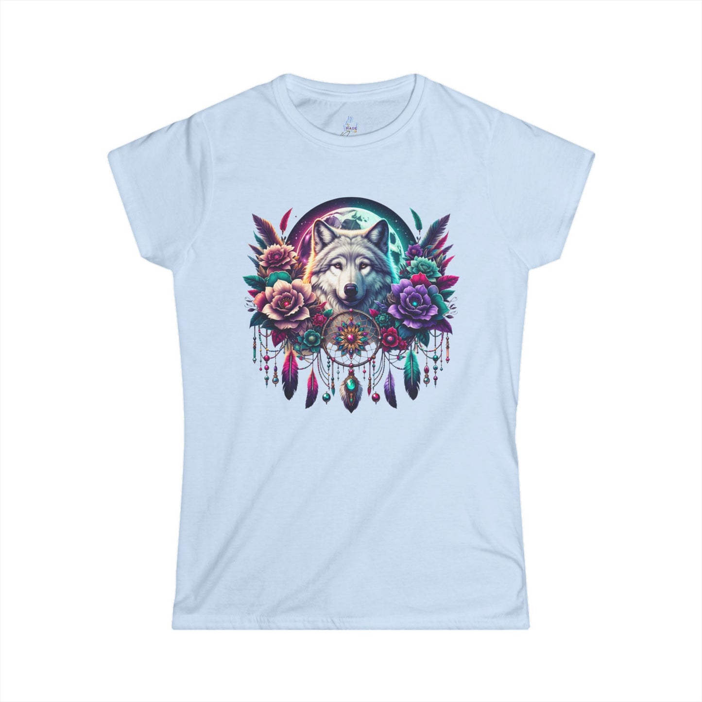 Wolf Floral Softstyle Tee - Women's T-Shirt