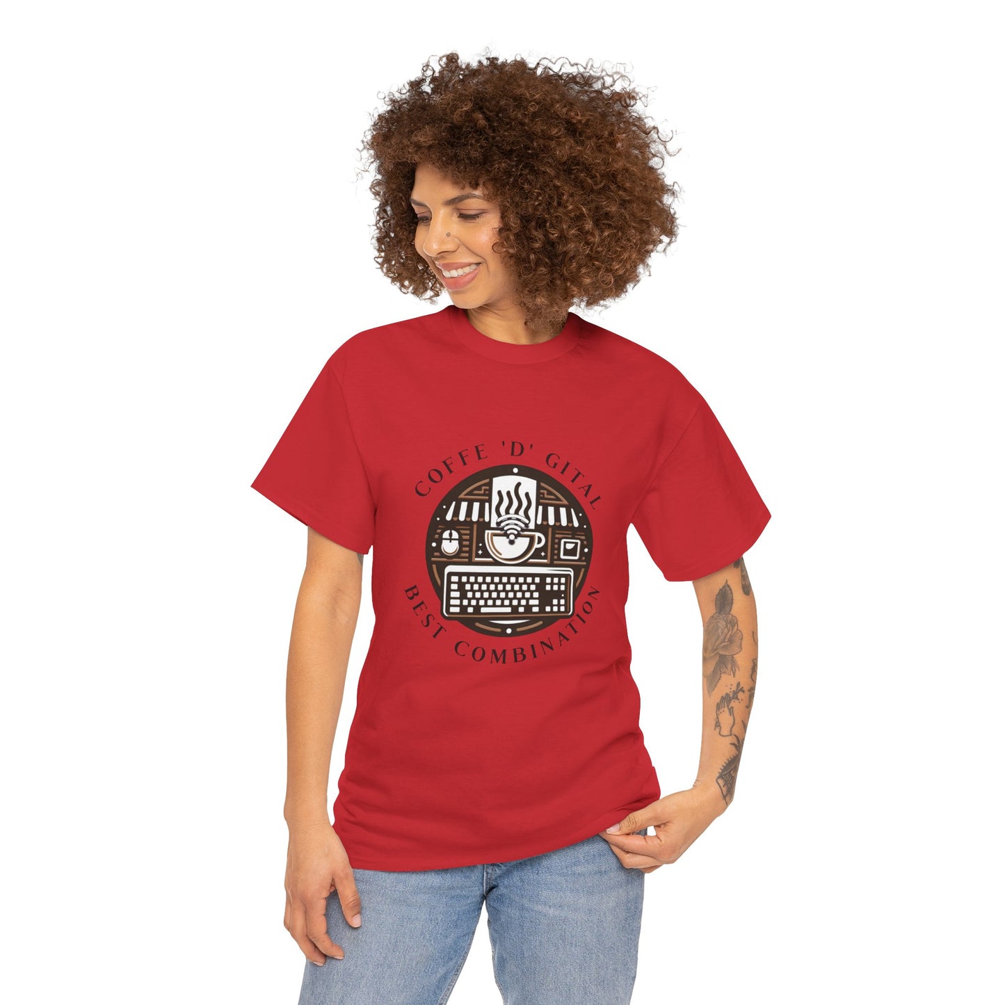 Coffee Digital Unisex Tshirt - Computer Office Love