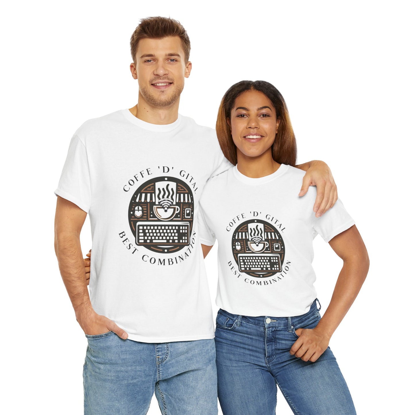 Coffee Digital Unisex Tshirt - Computer Office Love