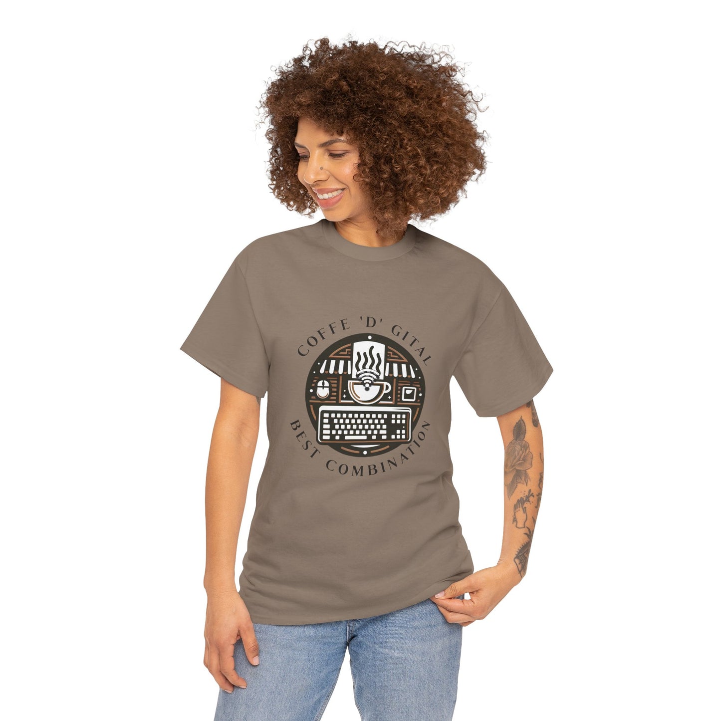 Coffee Digital Unisex Tshirt - Computer Office Love