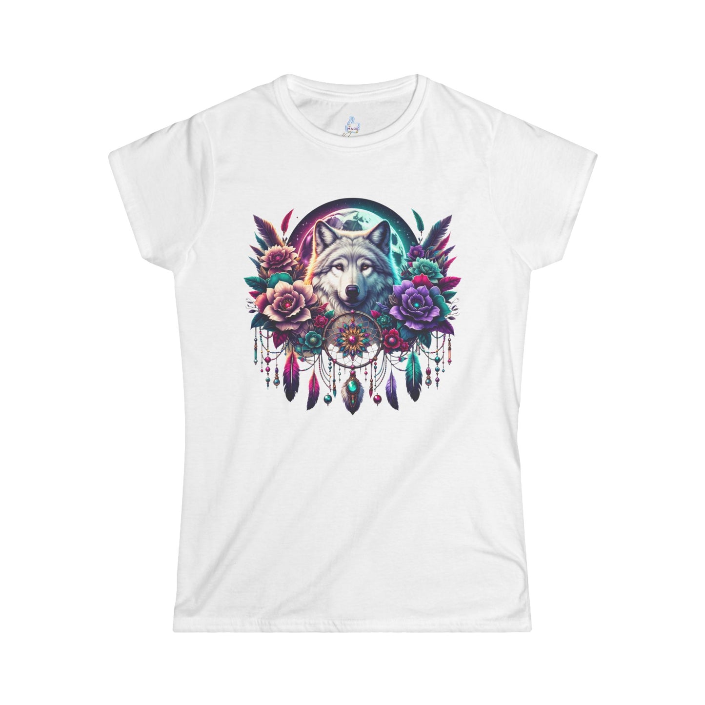 Wolf Floral Softstyle Tee - Women's T-Shirt