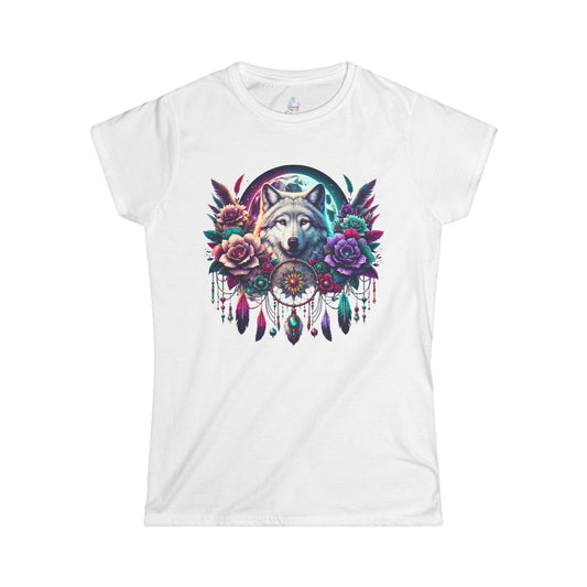 Wolf Floral Softstyle Tee - Women's T-Shirt