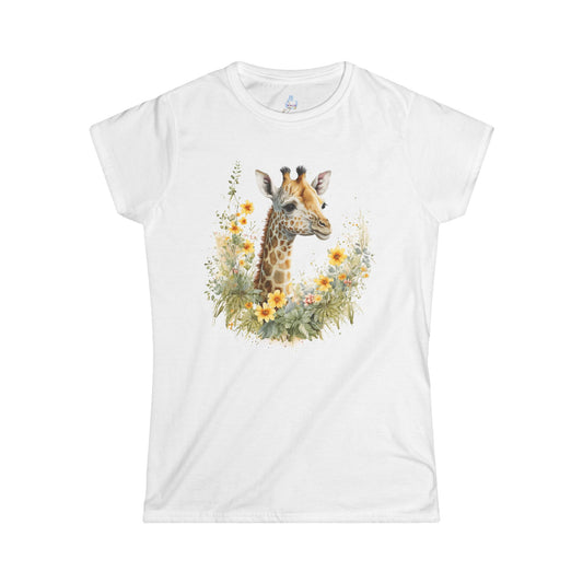 Giraffe Floral Tee - Animal Graphic Shirt for Nature Lovers