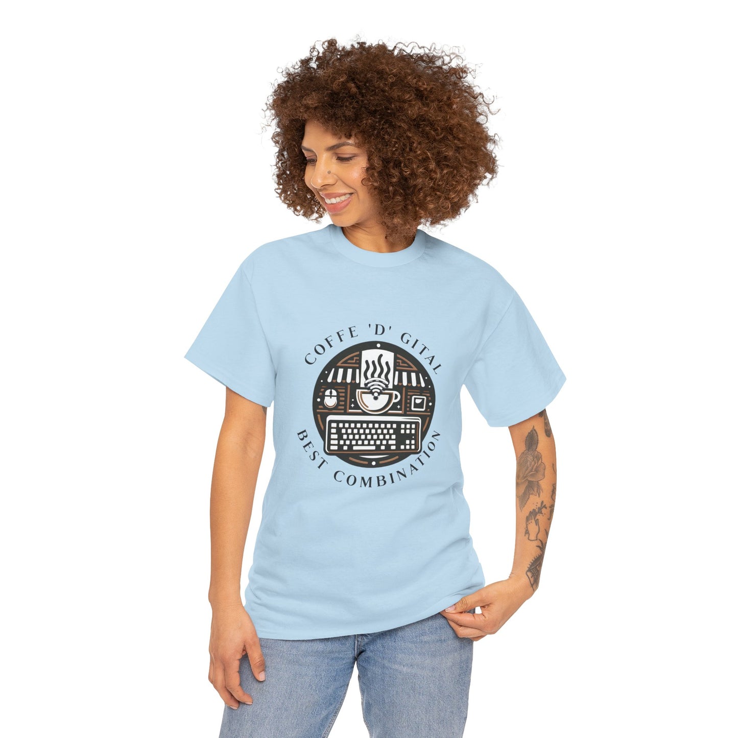 Coffee Digital Unisex Tshirt - Computer Office Love