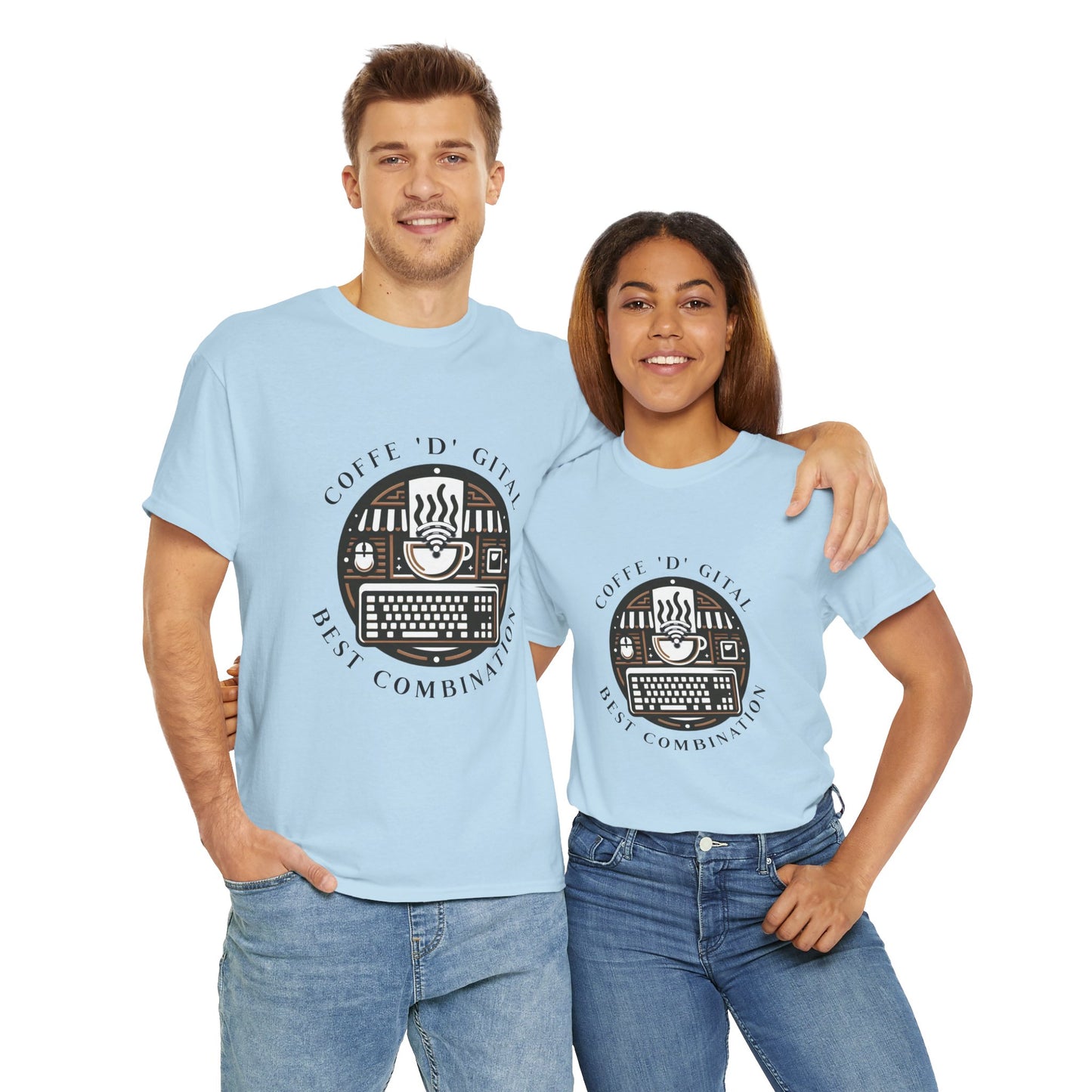 Coffee Digital Unisex Tshirt - Computer Office Love