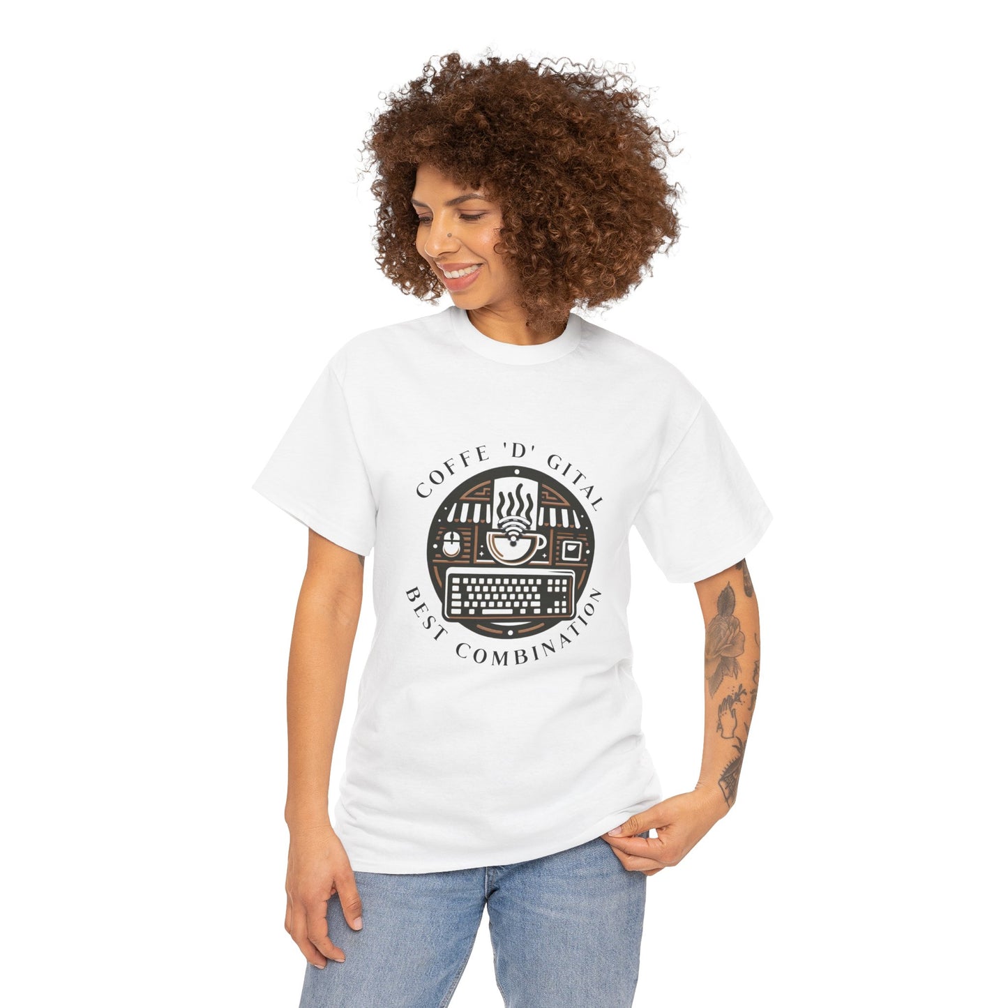 Coffee Digital Unisex Tshirt - Computer Office Love