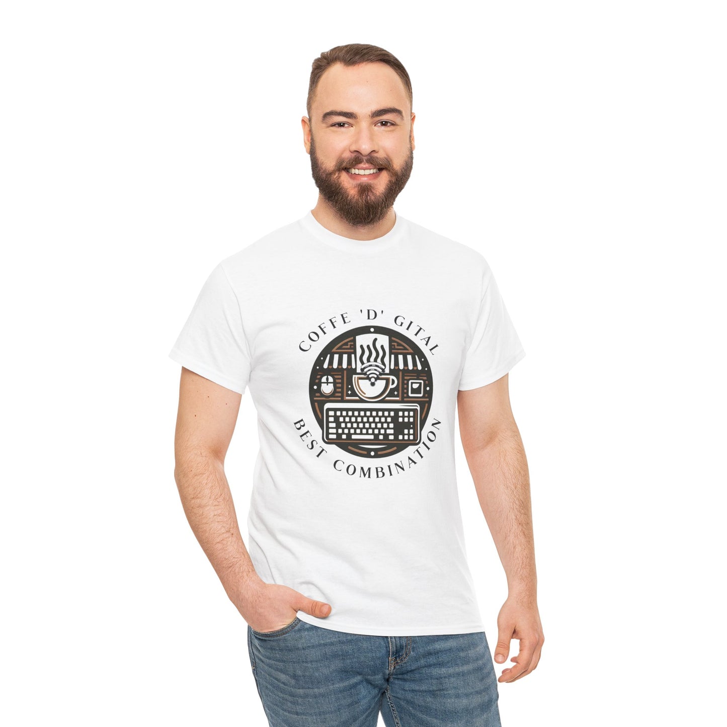 Coffee Digital Unisex Tshirt - Computer Office Love