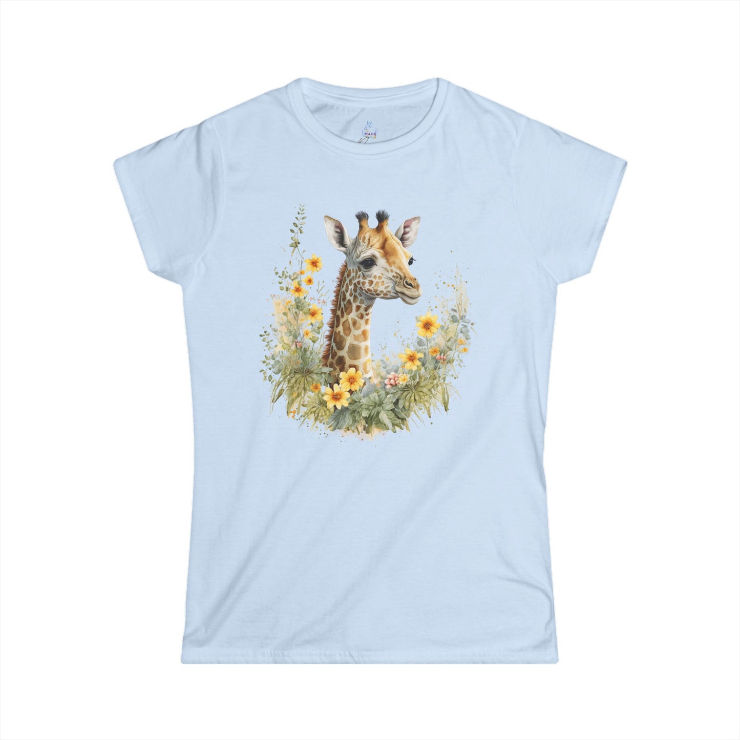 Giraffe Floral Tee - Animal Graphic Shirt for Nature Lovers
